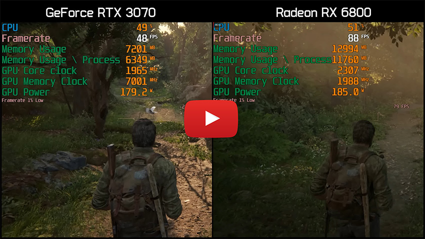 тесты RTX 3070 (8 ГБ) и Radeon RX 6800 (16 ГБ)
