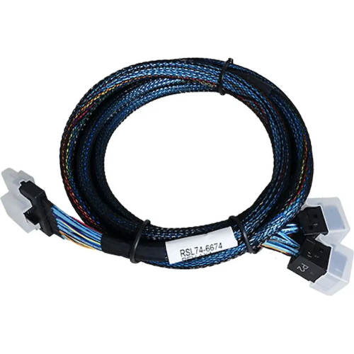 Amphenol RSL74-B937 Slimline SASx8 (SFF8654)-to-2 SAS HD x4 (SFF8643 SAS Connections),100CM,(Broadcom 05-60003-00)