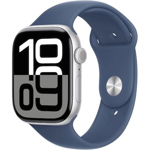Apple Watch SE 2024 A2723 44мм OLED корп.серебристый Sport Band рем.синий разм.брасл.:160-210мм (MXER3LL/A)