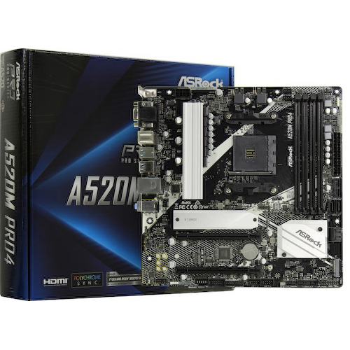 Материнская плата Socket AM4 ASRock A520M PRO4 4DDR4 MicroATX
