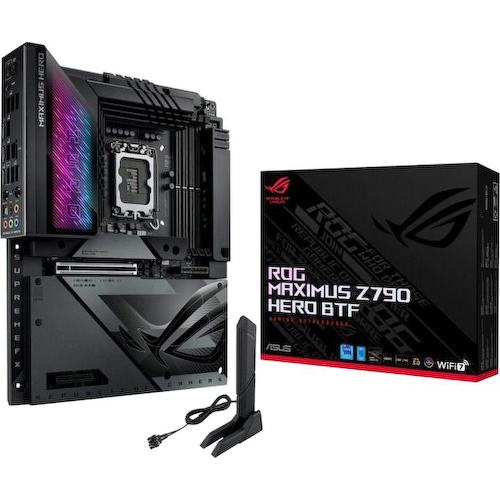 Материнская плата Socket LGA1700 ASUS ROG MAXIMUS Z790 HERO BTF 4DDR5 ATX с разъемами на обратной стороне