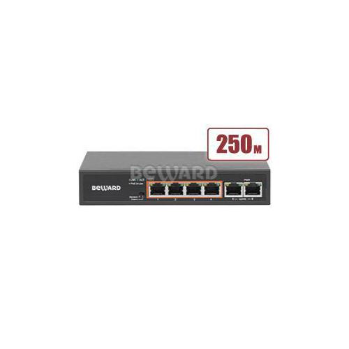 Коммутатор Ethernet (ST-6HP4) Неуправляемый, 6 портов, 10/100 Мбит/с , PoE бюджет 60 Вт Beward