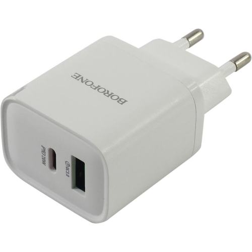 Зарядка USB-устройств от 220В BOROFONE BA83A Flare Star Set White USB Type A "мама", USB Type C "мама" (20 Вт)
