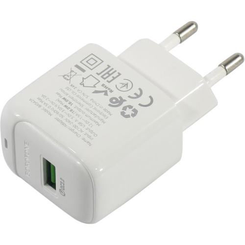 Зарядка USB-устройств от 220В BOROFONE BAS42A Set White USB Type A "мама" (18 Вт)
