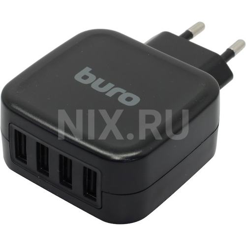 Зарядка USB-устройств от 220В Buro TJ-286B Smart 4 x USB Type A "мама" (25 Вт)