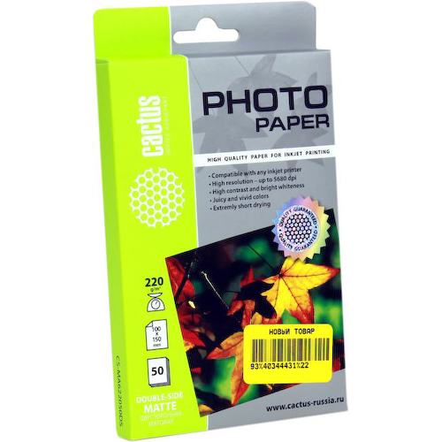 Фотобумага Cactus CS-MA622050DS, A6 (4"x6", 10 x 15 см), 50 листов