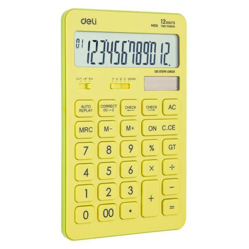 Калькулятор настольный Deli Touch EM01551 желтый 12-разр.
