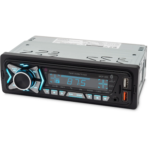 Автомагнитола Digma MCP-455 1DIN 4x50Вт v5.0 USB 2.0 AUX 4 ПДУ