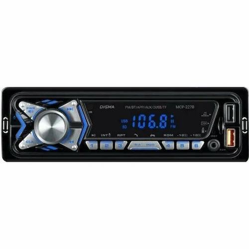 Автомагнитола Digma MCP-227B 1DIN 2x45Вт v5.0 USB 2.0 AUX 2 ПДУ