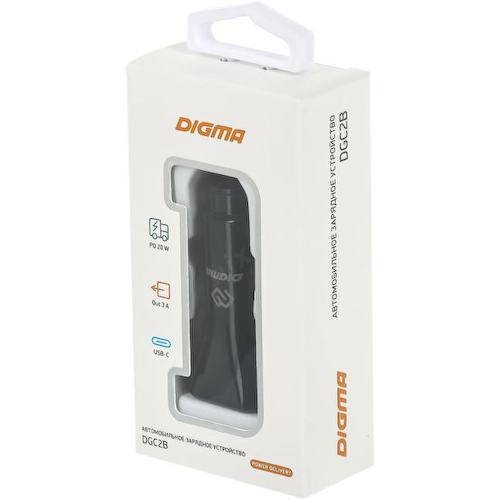 Автомобильное зар./устр. Digma DGC2B 20W 3A (PD) USB-C универсальное черный (DGC2B0F010BK)