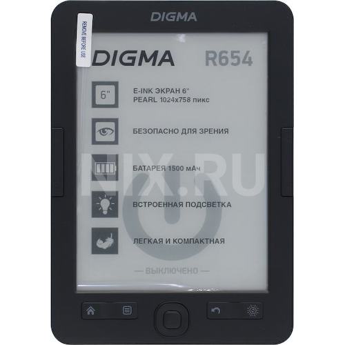 Электронная книга 6" (15.2 см) Digma r654 E-Ink Carta с подсветкой 1500 мАч Графитовый