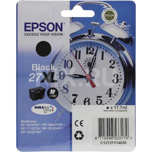 Картридж черный (или контейнер с черными чернилами) Epson T2711 (с черными пигментными чернилами, экономичный)