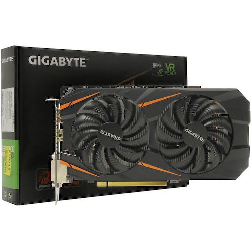 Игровая видеокарта GIGABYTE WINDFORCE GV-N1060WF2OC-3GD GeForce<sup>®</sup> GTX 1060 (3GB GDDR5) OC 3 Гб GDDR5