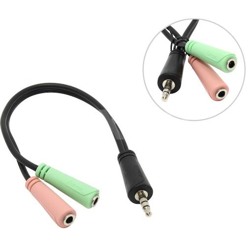 Кабель-переходник 4-pin Jack 3.5-M -> 2 x Jack 3.5-F Hama 54573 0.1 м.