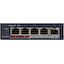 HIKVISION <DS-3E0105P-E(B)> Неуправляемый коммутатор (5 x 100 Мбит/с, 4 порта IEEE 802.3at (PoE+)), вид спереди