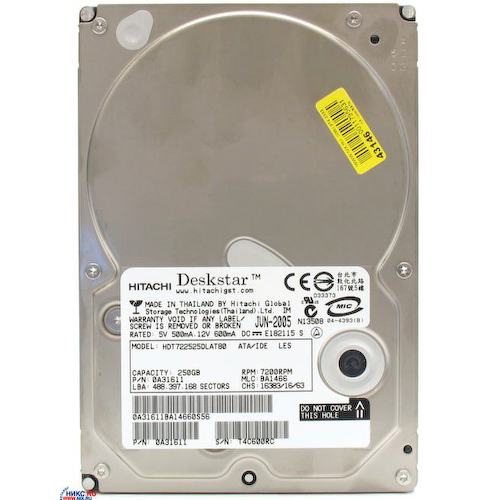 Жесткий диск 3.5" Hitachi 250 Гб Deskstar T7K250 HDT722525DLAT80 250 Гб IDE