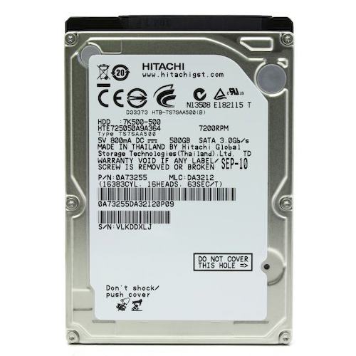 Жесткий диск 2.5" Hitachi Travelstar 7K500 500 Гб HTE725050A9A364 500 Гб SATA-II