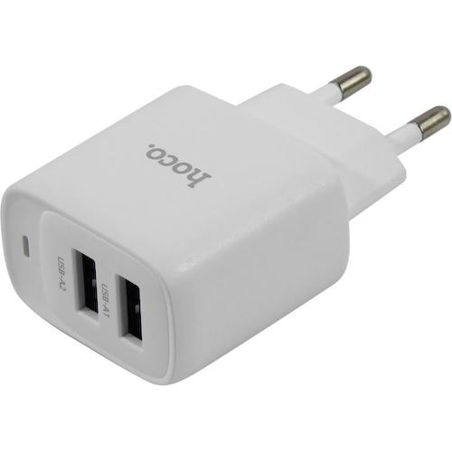 Зарядка USB-устройств от 220В HOCO C141A Smart White 2 x USB Type A "мама" (10.5 Вт)