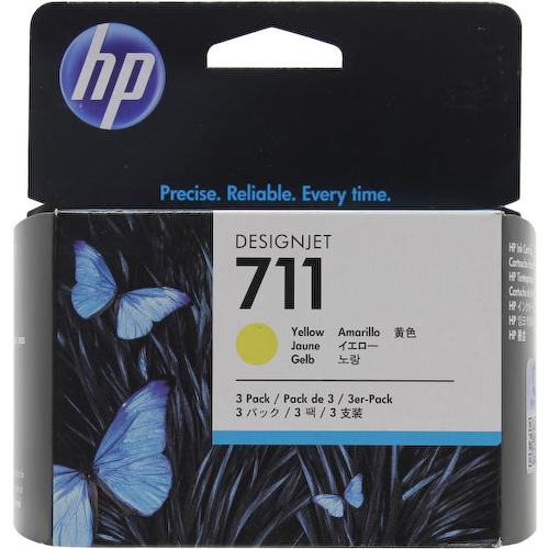 Картридж цветной (или контейнер с цветными чернилами) HP 3-Pack CZ136A (№711) (комплект из 3 желтых картриджей), 3 шт.