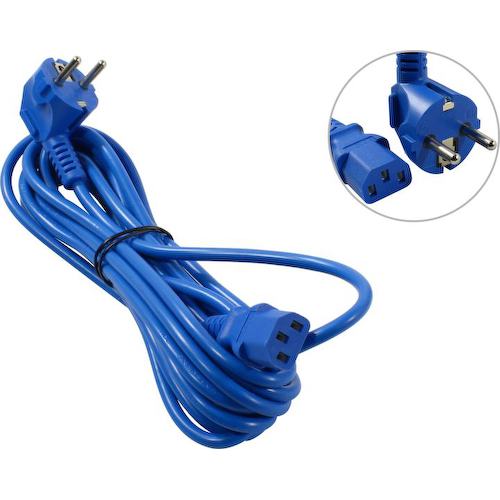 Кабель силовой компьютер - розетка 220V Hyperline PWC-IEC13-SHM-5.0-BL 5 м.
