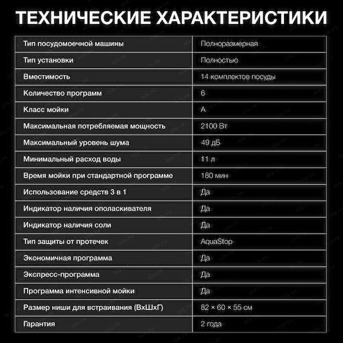 Посудомоечная машина встраиваемая Hyundai HBD 661 2100Вт полноразмерная серебристый