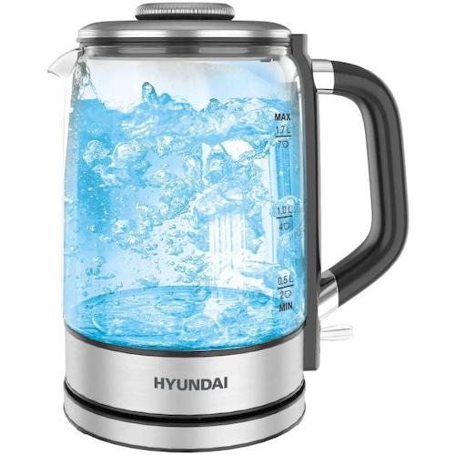 Чайник электрический Hyundai HYK-G5501 1.7л. 2200Вт серебристый/черный корпус: стекло