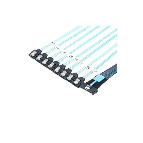 JPC P7350BG10800-1 MCIO x8 74P (прямой Straight Type)-TO-8xSATA 7P (прямой Straight Type) + HSG PH2.54 , 85 Ohm, L:80cm
