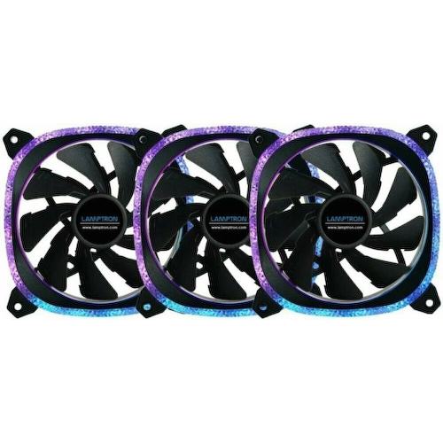 LAMP-DAP02 Вентилятор Lamptron DIAMOND+ ARGB,120x120x25 мм,1500об/мин,30 дБА, PWM, черные, ARGB подсветка, 3 шт в уп