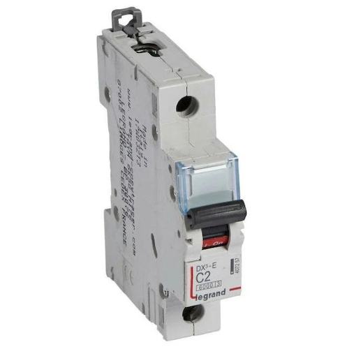 Выключатель автоматический Legrand DX3 Автоматический выключатель DX3 -E 6000 - 6 кА - тип характеристики C - 1П - 230/400 В~ - 2 А - 1 модуль