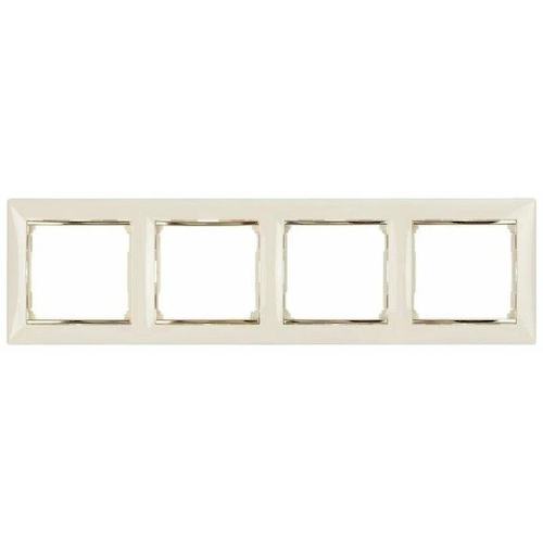 Рамка Legrand 774154 Valena CLASSIC - 4 поста, горизонтальный монтаж, слоновая кость/золотой штрих