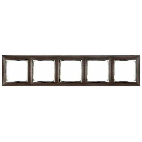 Рамка Legrand 770375 Valena CLASSIC - 5 постов, горизонтальный монтаж, темное дерево/серебряный штрих