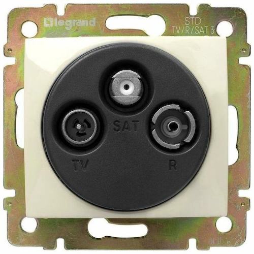 Розетка Legrand 774337 Valena CLASSIC - TV-FM-SAT, проходная, 14 дБ, 2400 МГц, слоновая кость