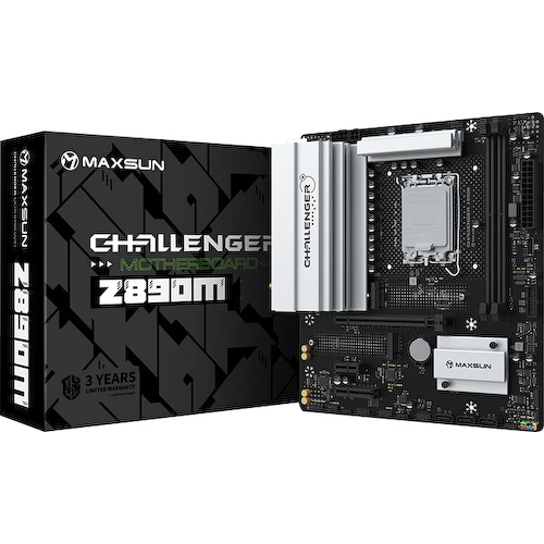 MAXSUN MS-Challenger Z890M, LGA1851, Z890, 2*DDR5, 3*SATA3, 2*M.2, USB 3.2, USB 2.0, Type-C, 1*PCIEx16, 1*PCIex4, 1*PCI