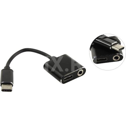 Переходник USB type C -> Jack 3.5 (мама) NoName USBCM to USBCF+au 0.1 м. USB type C -> миниджек 3.5 мм (мама)