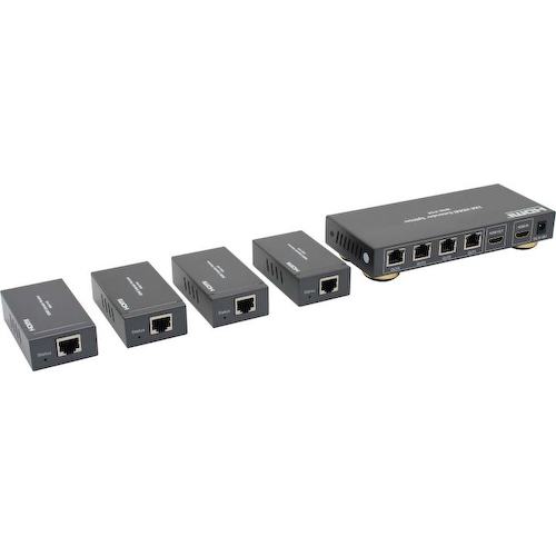Удлинитель по витой паре + разветвитель видеосигнала HDMI -> 4xHDMI Orient HSP0104VE Черный