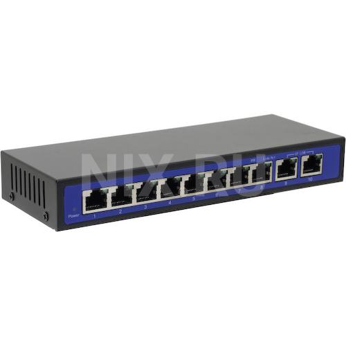 Orient <SWP-7508POE/2P PS 1GB> Неуправляемый коммутатор (2 x 1 Гбит/с + 8 x 100 Мбит/с, 8 портов IEEE 802.3at (PoE+))