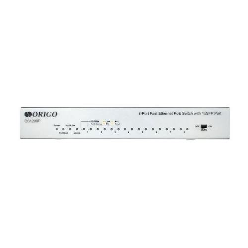 ORIGO <OS1209P/A1A> Неуправляемый коммутатор (1 x 1 Гбит/с + 8 x 100 Мбит/с, 1 x SFP, 8 портов IEEE 802.3at (PoE+))