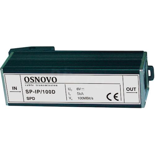 Грозозащита OSNOVO SP-IP/100D для локальной вычислительной сети (скорость до 100Мб/с). Двухступенчатая защита