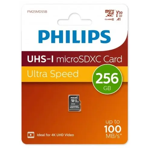 FM25MD55B/97 Флеш карта microSD 256GB PHILIPS High Speed microSDHC Class UHS-I U3, V30, A1, 100MB/s