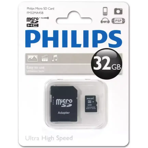 PHILIPS <FM32MA45B/97> microSDXC Memory Card 32Gb Class10 + microSD-->SD Adapter