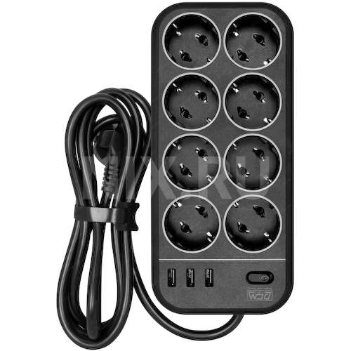 Сетевой фильтр 4 кВт PowerCom SP-08 USB03AB 3,0М 3 метра