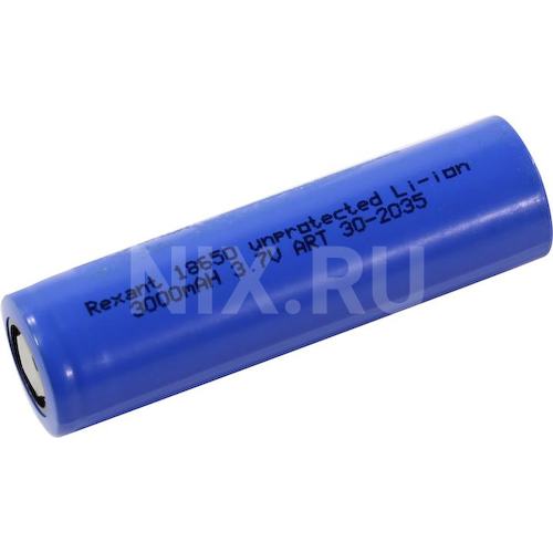 Аккумулятор Rexant 18650 unprotected Li-Ion 3000 mAH 3.7V 1 шт.
