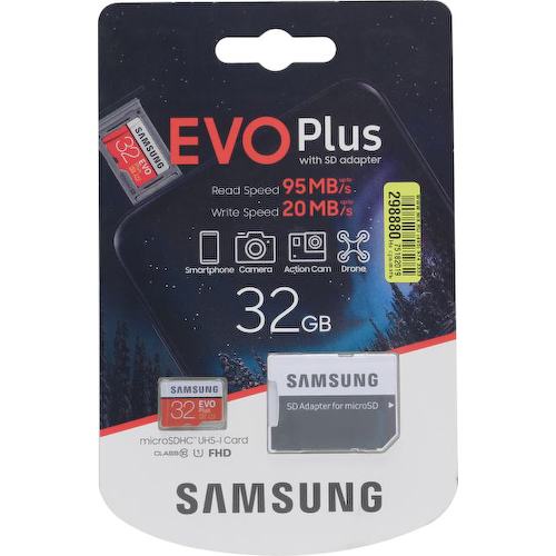 Карта памяти Samsung EVO Plus MB-MC32GA/RU microSDHC UHS-I Class 1 (U1), Class 10 32 ГБ +microSD->SD адаптер