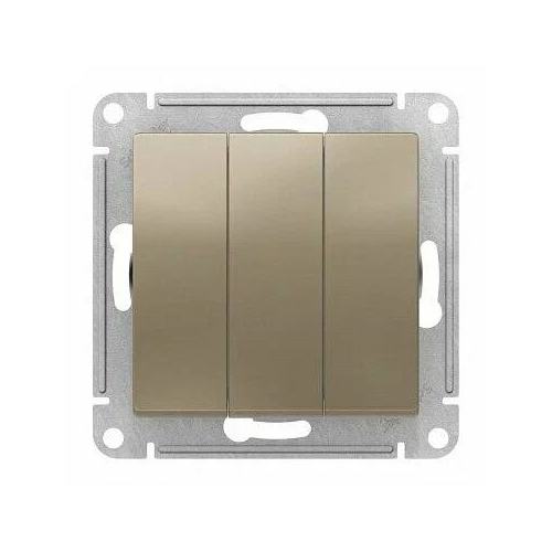 Выключатель Systeme Electric ATN000531 AtlasDesign, 3-клавишный, сх.1+1+1, 10АХ, механизм, шампань