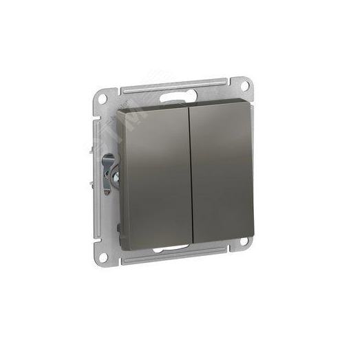 Выключатель Systeme Electric ATN000951 AtlasDesign, 2-клавишный, сх.5, 10АХ, механизм, сталь