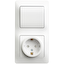 Совмещенный блок (выключатель с розеткой) Schneider Electric Glossa GSL000170, вид спереди