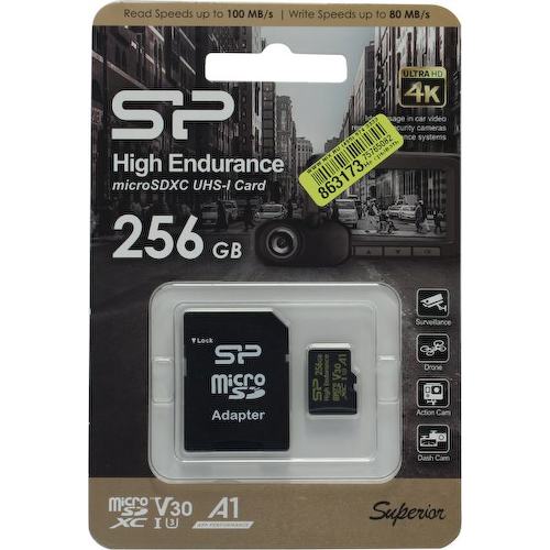 Карта памяти Silicon Power Golden Series High Endurance SP256GBSTXDV3V1HSP microSDXC A1, V30, UHS-I Class 3 (U3) 256 ГБ +microSD->SD адаптер
