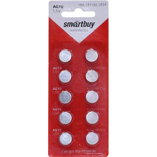 Батарейки LR54 SmartBuy Alkaline Cell AG10 (389, LR1130, LR54) 10 шт.