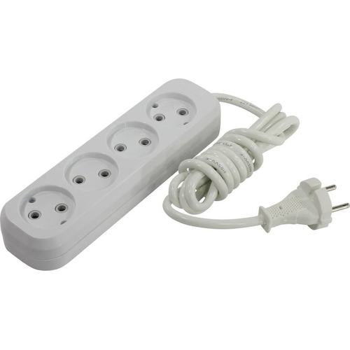 Удлинитель 2.2 кВт SmartBuy SBE-10-4-02-N, 4 розетки без заземляющих контактов 2 метра Белый