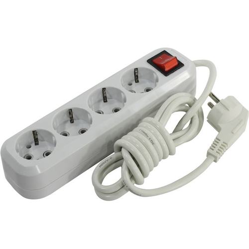 Удлинитель 3.5 кВт SmartBuy SBE-16-4-02-ZS 4 розетки евростандарт с заземлением 2 метра Белый